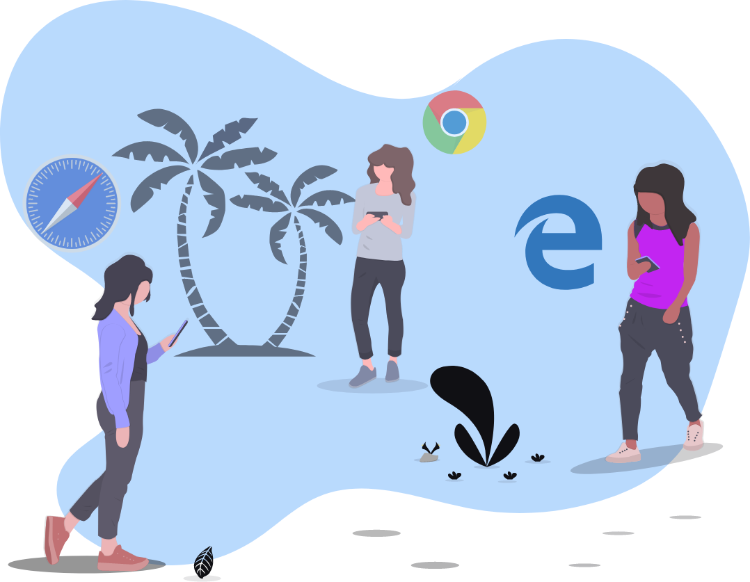 People surfing the internet with different browsers