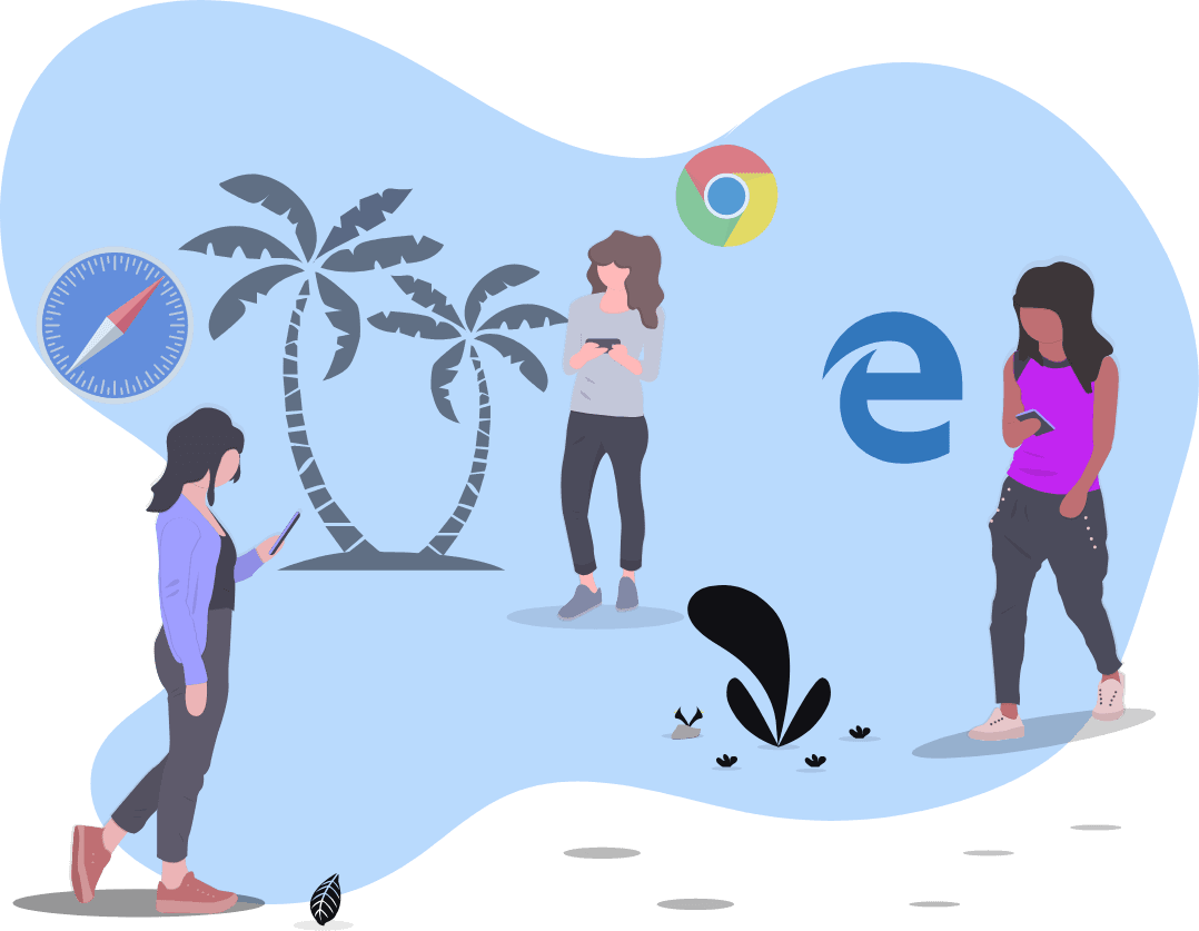 People surfing the internet with different browsers